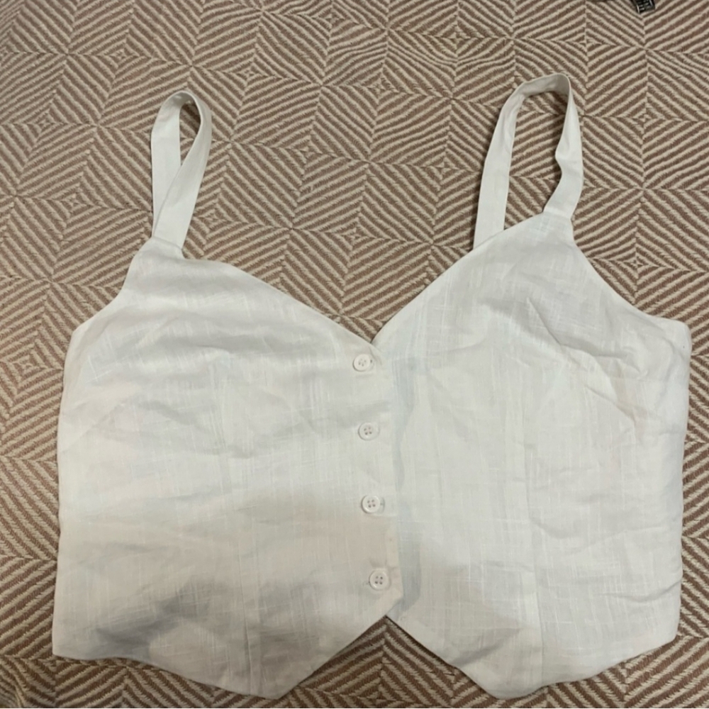 H&M women’s vest White linen vest, XXL, plus size